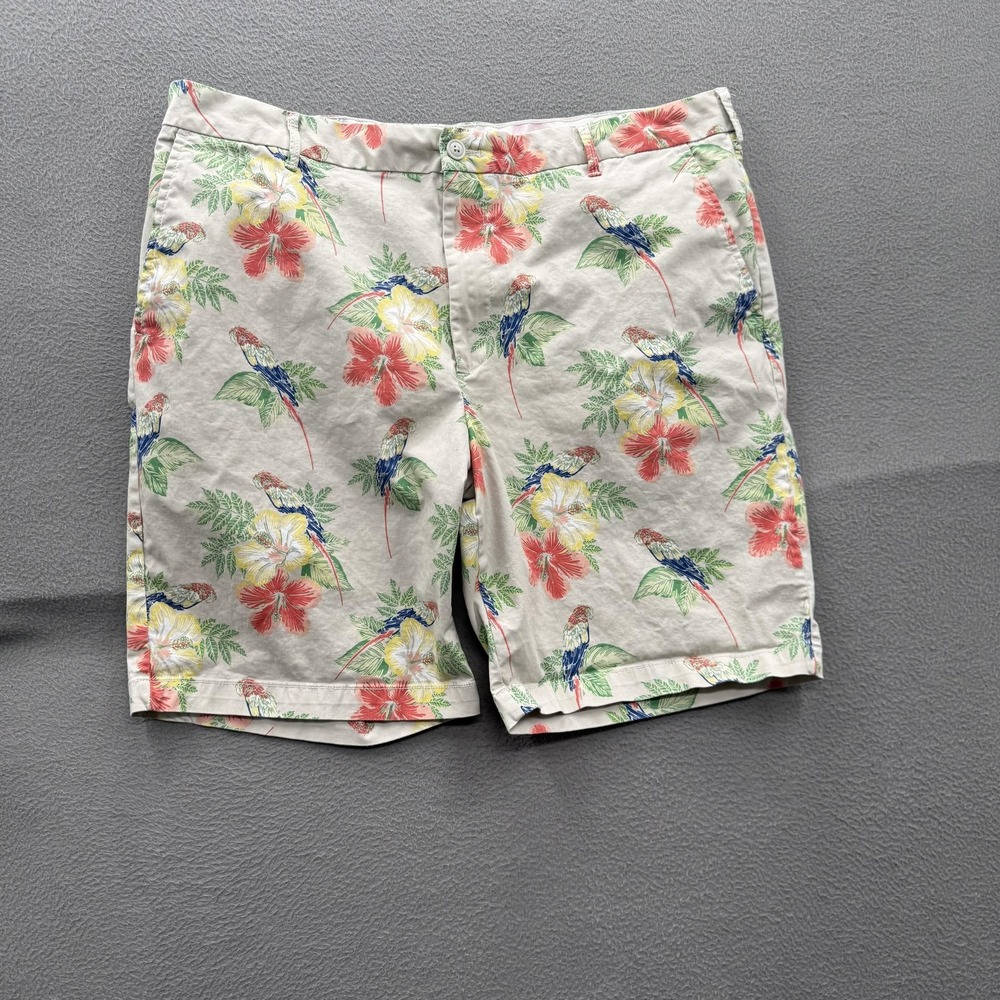 IZOD Shorts Mens 38 Multicolor Floral Parrot Chino Stretch Casual Summer